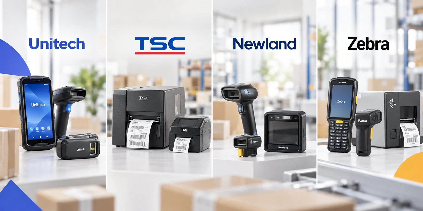 Les marques Unitech, TSC, Newland et Zebra proposées par Bipéo pour les équipements logistiques