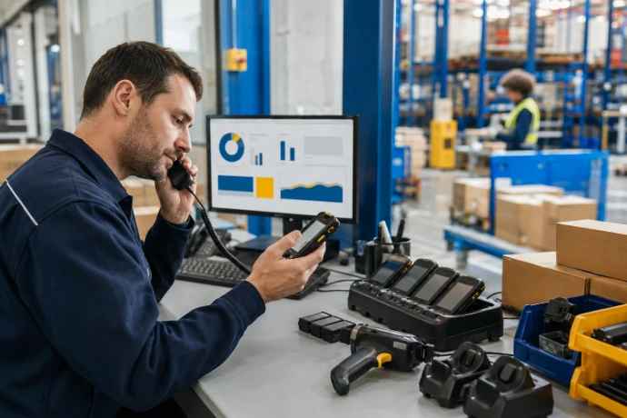Technicien assurant le support et le suivi d’un parc de terminaux mobiles