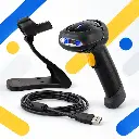 Vue rapprochée du lecteur code-barres Unitech MS339 2D avec câble USB