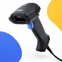 Douchette Unitech MS836 installée sur son support réglable avec câble USB, vue latérale