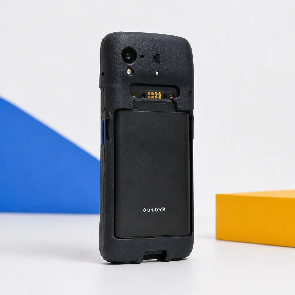 Dos du terminal Unitech EA660 équipé de la coque de protection renforcée