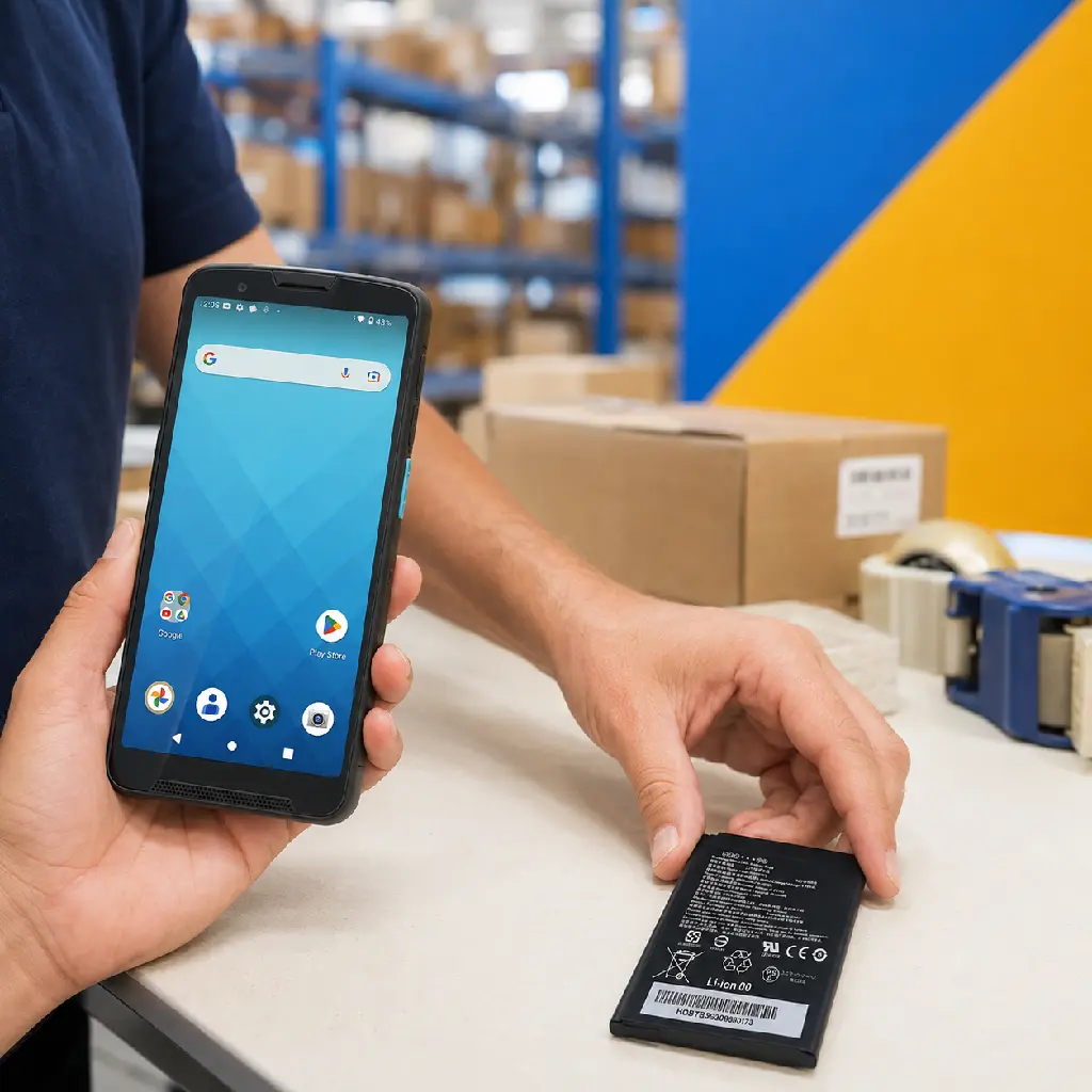Terminal Unitech EA660 et batterie supplémentaire sur un poste de préparation