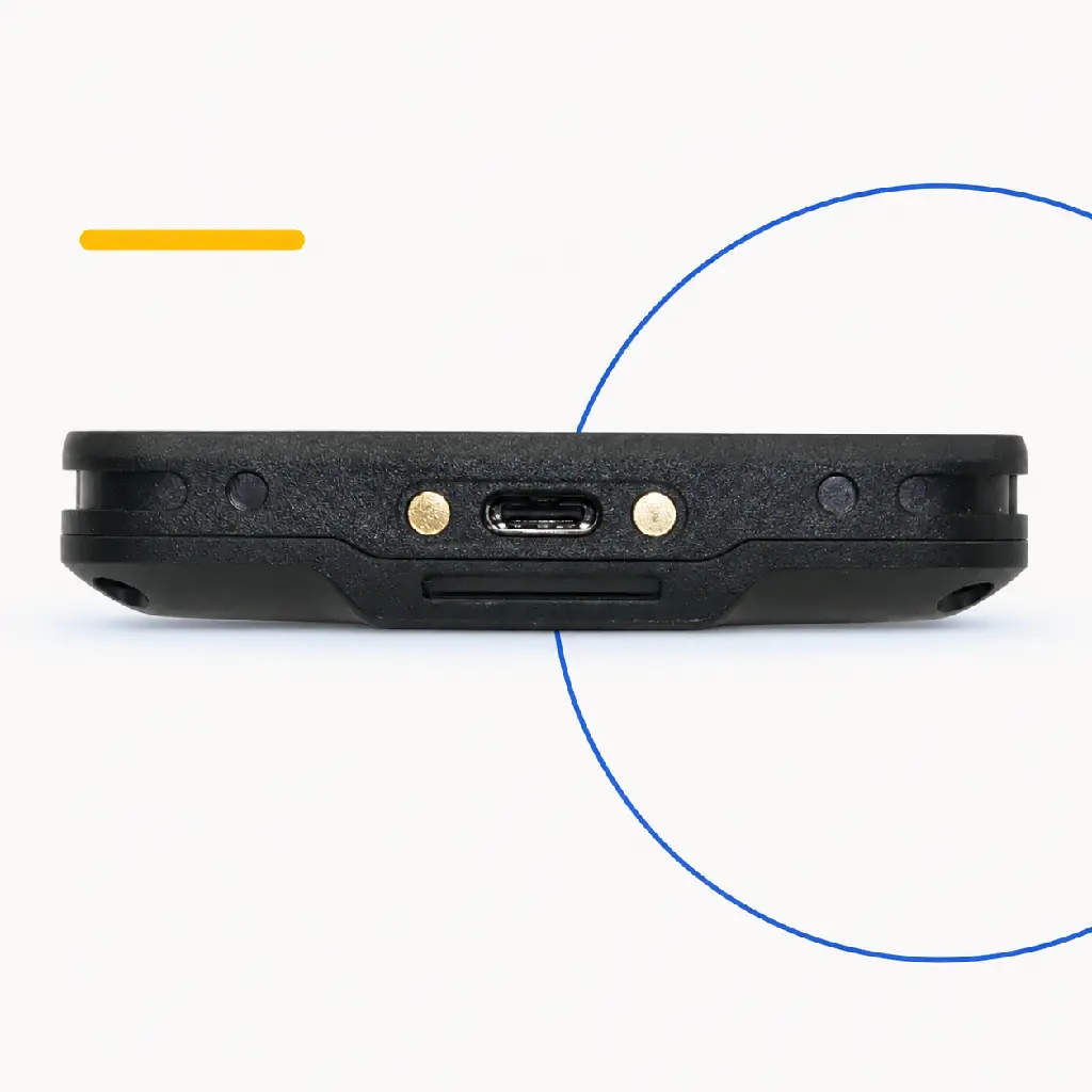 Port USB-C et contacts de charge du terminal Unitech EA660